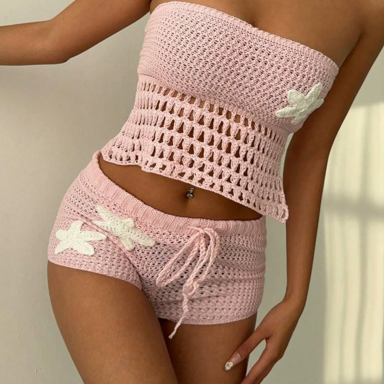 Cosette Starfish Crochet Shorts Set
