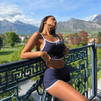 Daryna Navy Lace Trim Lounge Set
