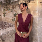 Sevia Draped V-Neck Maxi Dress