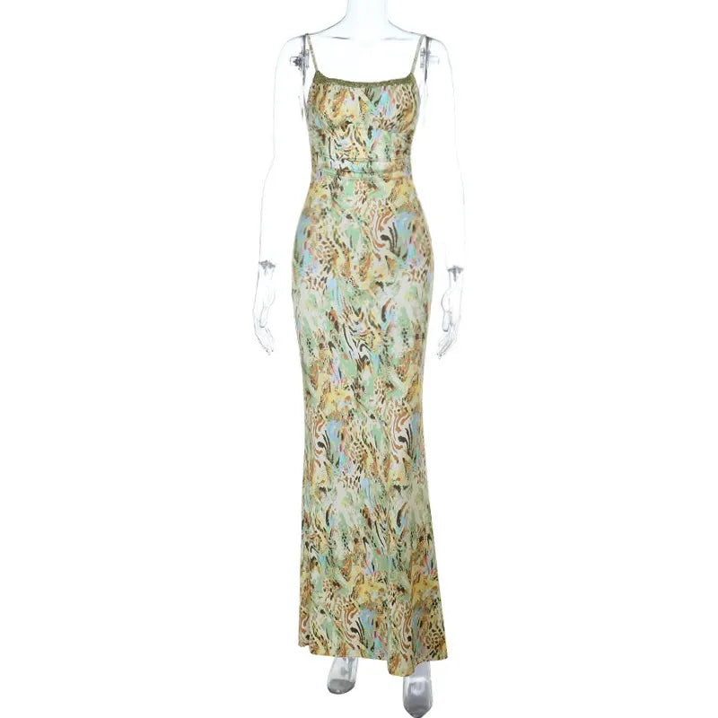 Elka Sage Abstract Print Cami Maxi Dress