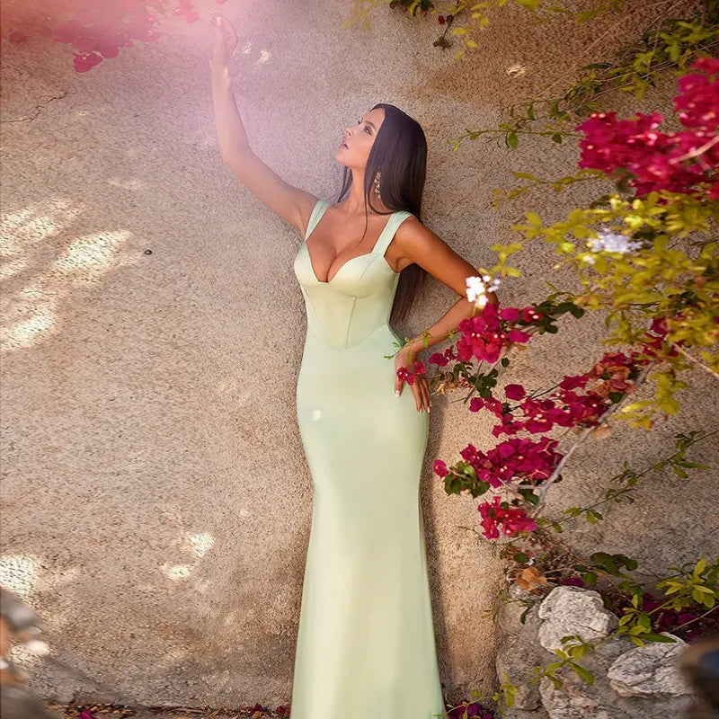 Faria Pale Mint Corset Maxi Dress
