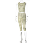 Rovena Polka Dot Crop Top & Capri Pants Set