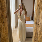 Sevia Draped V-Neck Maxi Dress
