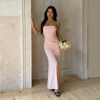 Elvan Strapless Ruched Maxi Dress