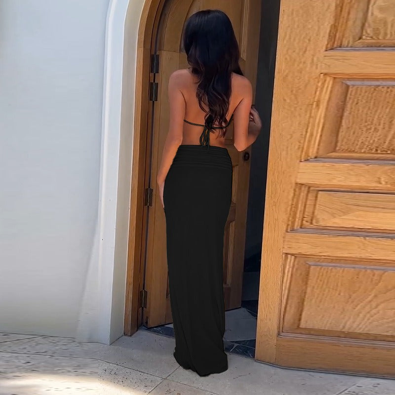 Miriel Twist Cut-Out Halter Maxi Dress