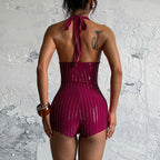 Talia Rhinestone Halter Romper