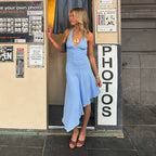 Leora Halter Asymmetrical Midi Dress