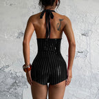 Talia Rhinestone Halter Romper