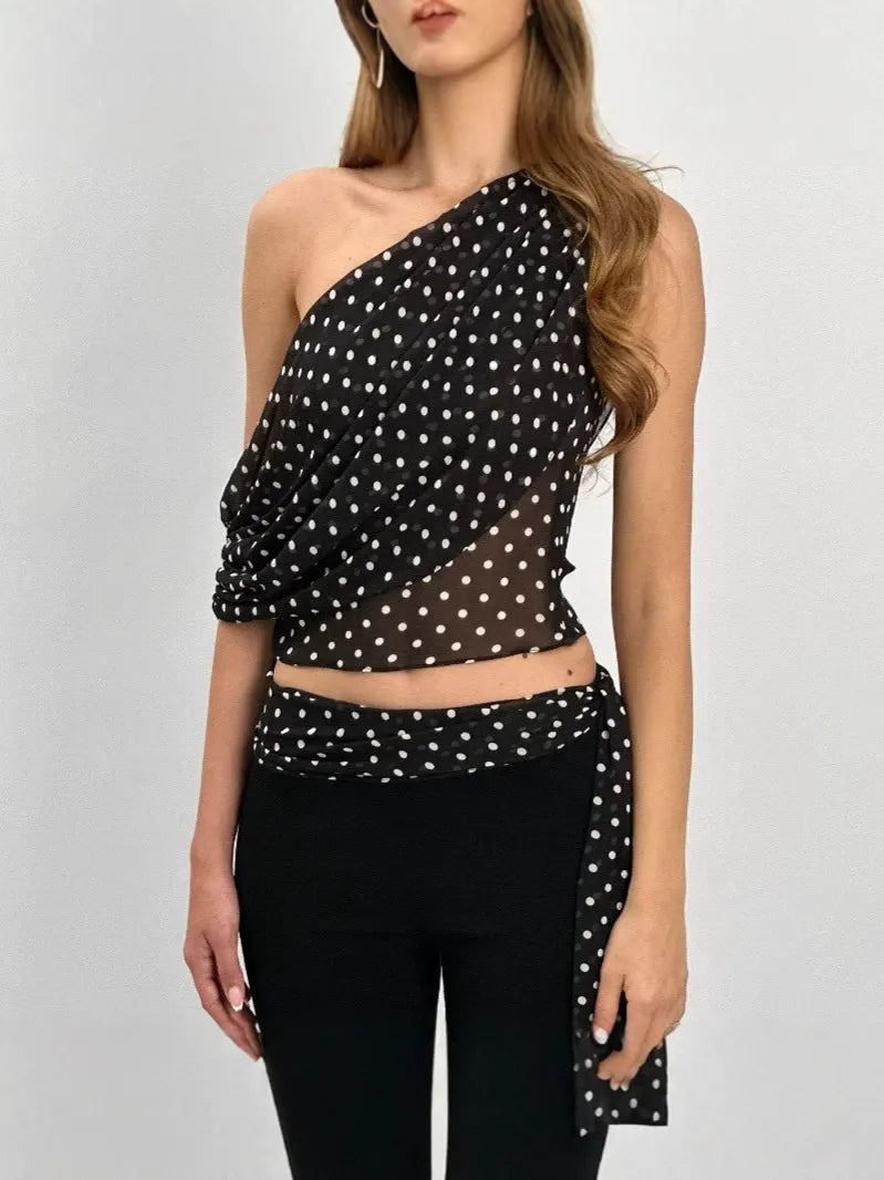 Polka Dot Mesh Top