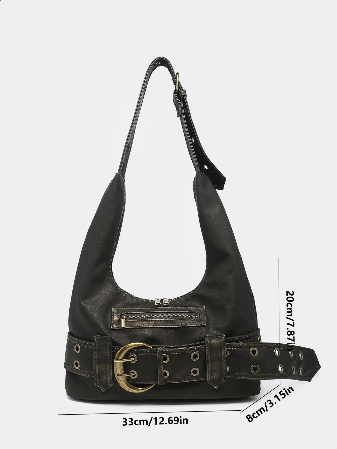 Bianca Vintage Buckle Hobo Shoulder Bag