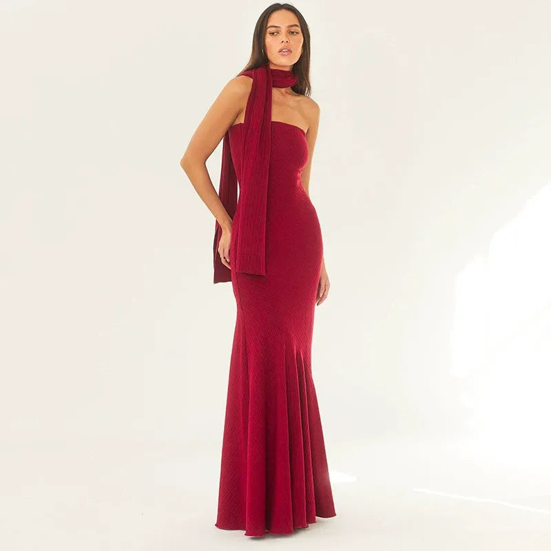 Ruela Scarf Neck Maxi Dress