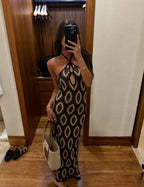 Faiza Retro Halter Mesh Maxi Dress