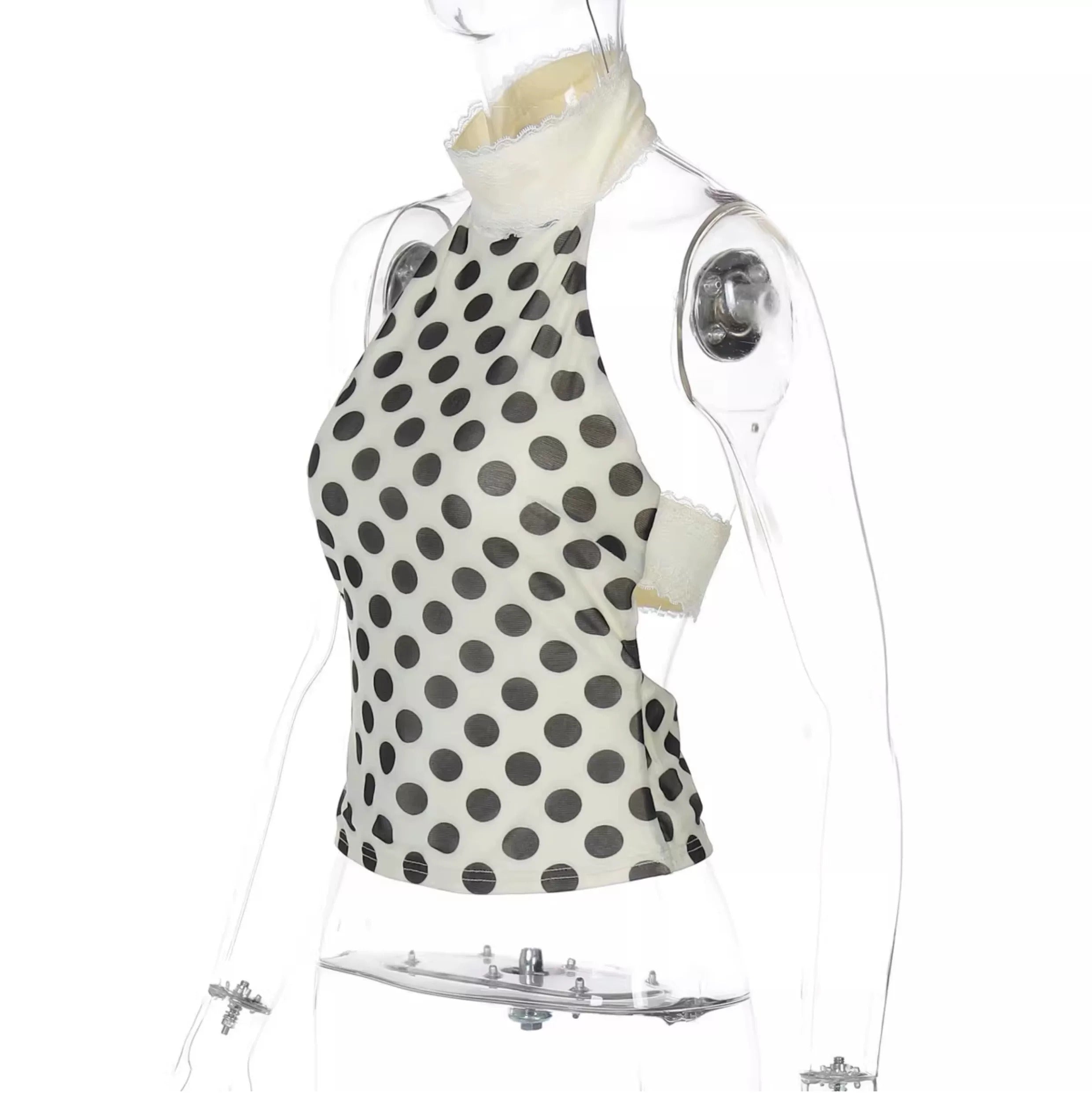 Raisa Polka Dot Lace Halter Top