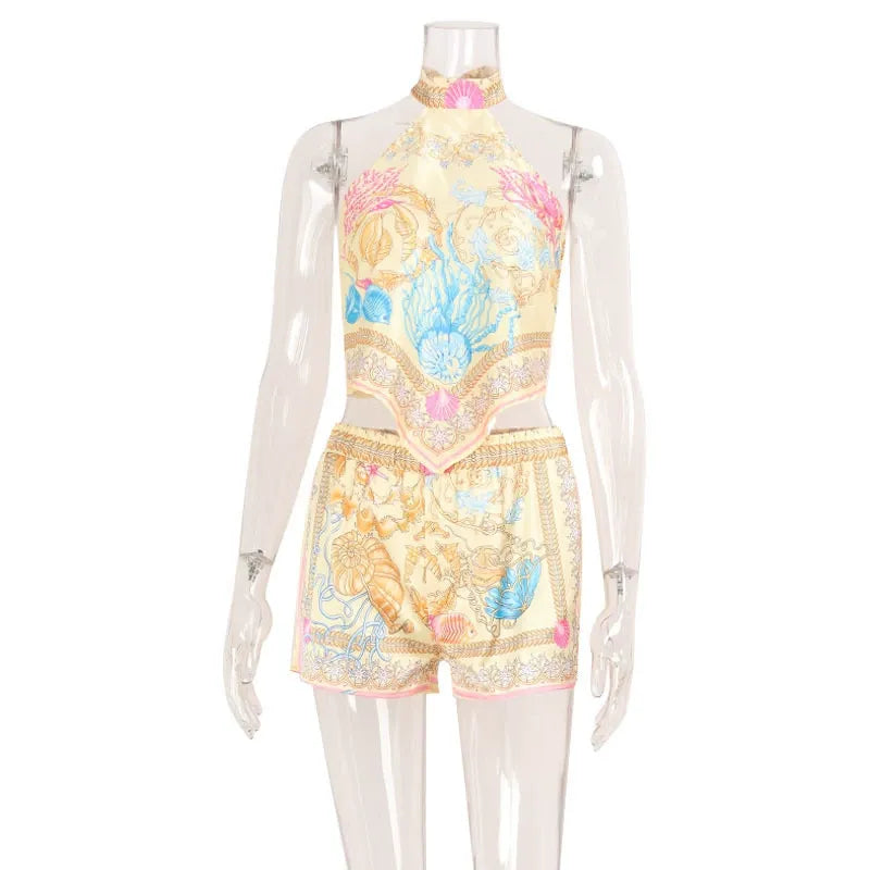 Ilya Seashell Scarf Top & Shorts Set