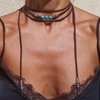Boho Layered Leather Choker Necklace