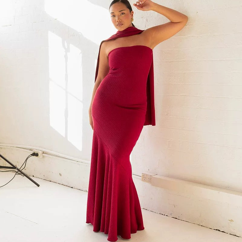 Parisa Sculpt Halter Maxi Dress