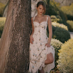 Talya Blue Meadow Lace Strap Midi Dress
