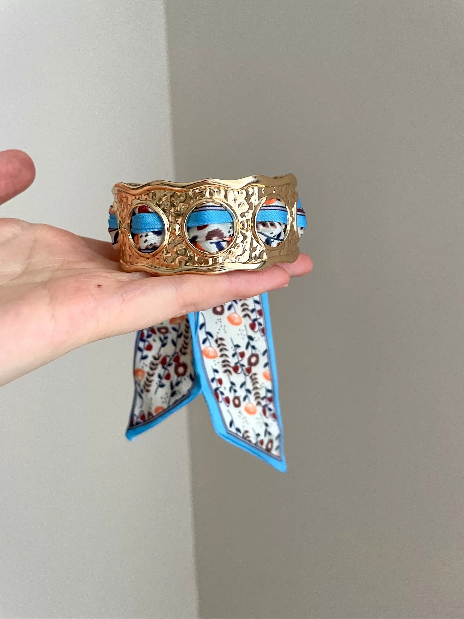 Romy Vintage Scarf-Wrapped Cuff Bracelet