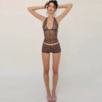 Ruolan Leopard Shorts Set