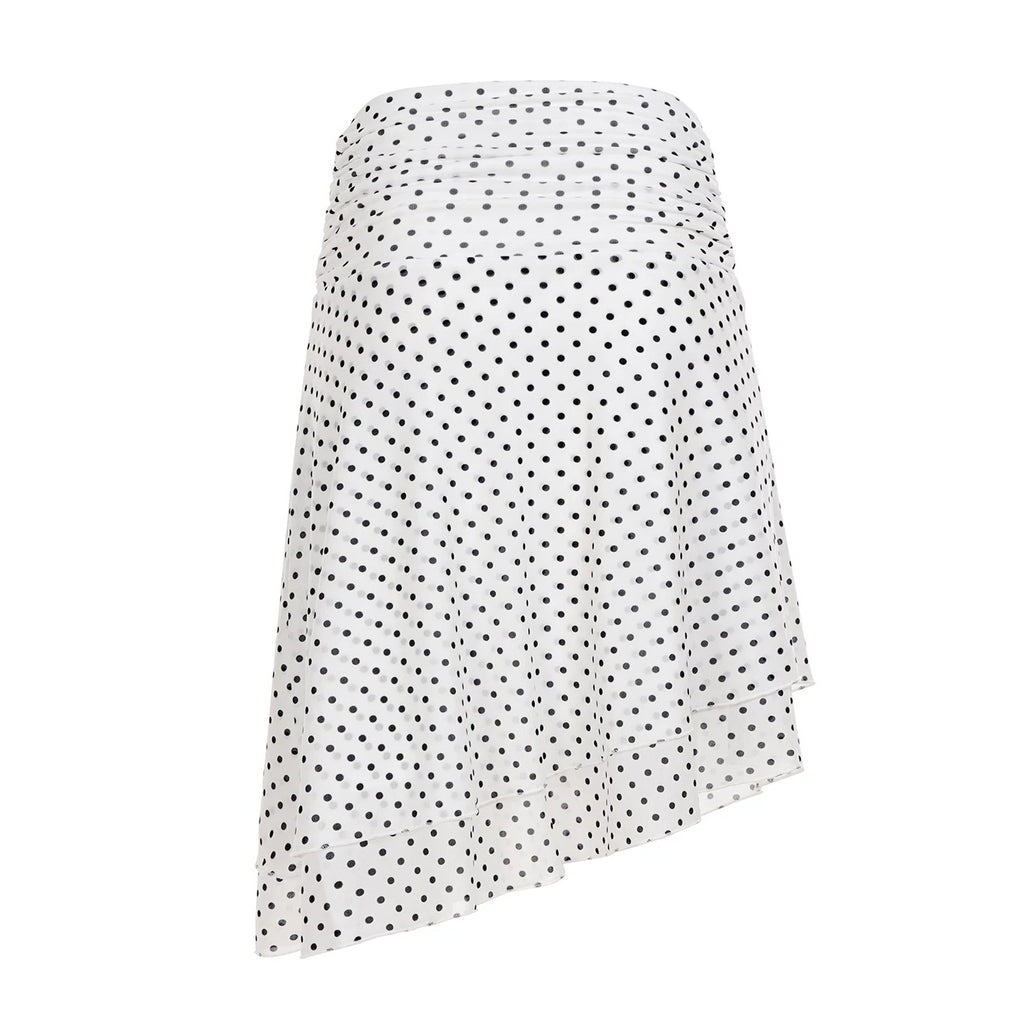 Wen Polka Dot Asymmetrical Midi Skirt