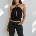 Nadea Halter Keyhole Crop Top