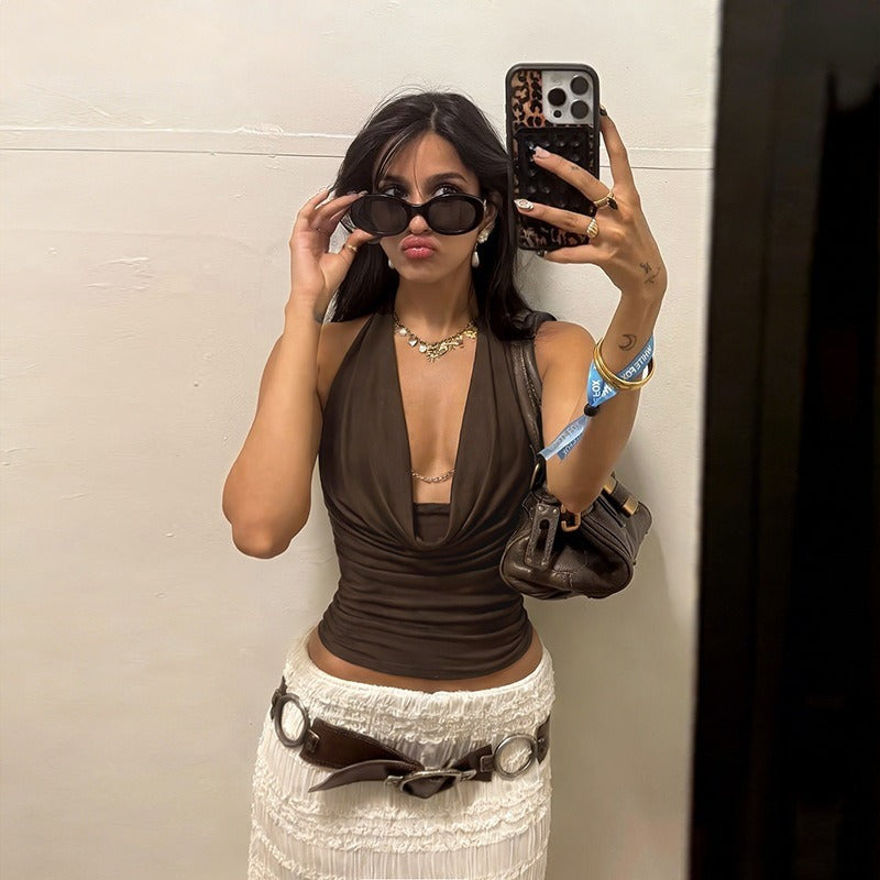 Novira Deep V Halter Top