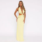 Miriel Twist Cut-Out Halter Maxi Dress