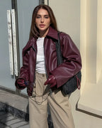 Geneva Faux Leather Bomber Jacket