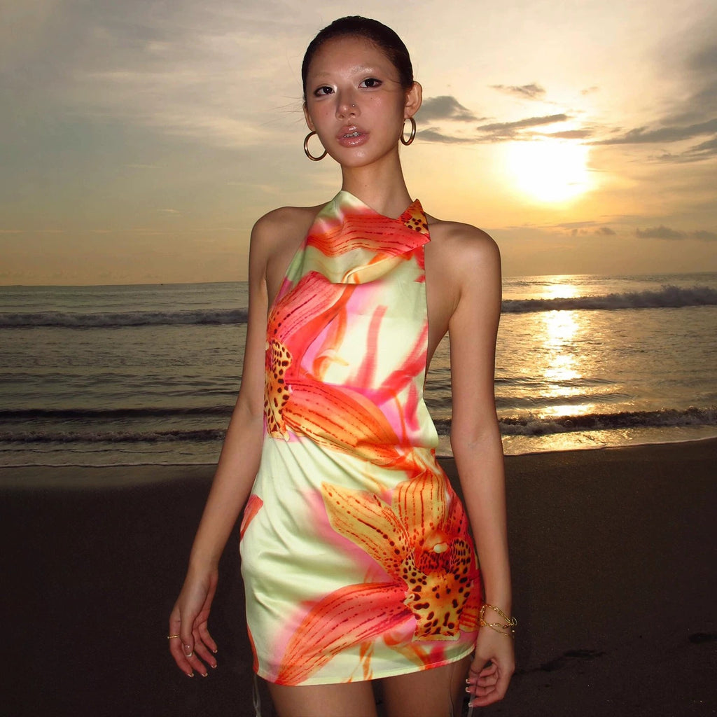 Malou Floral Halter Mini Dress