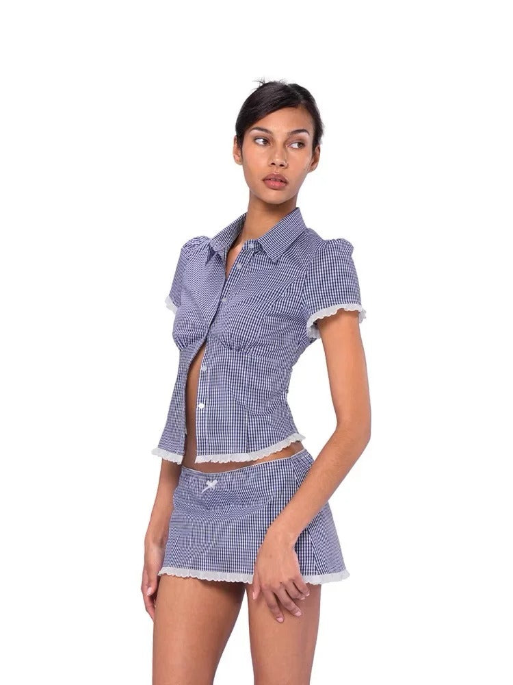 Briseis Button-Up Top & Mini Skirt Set