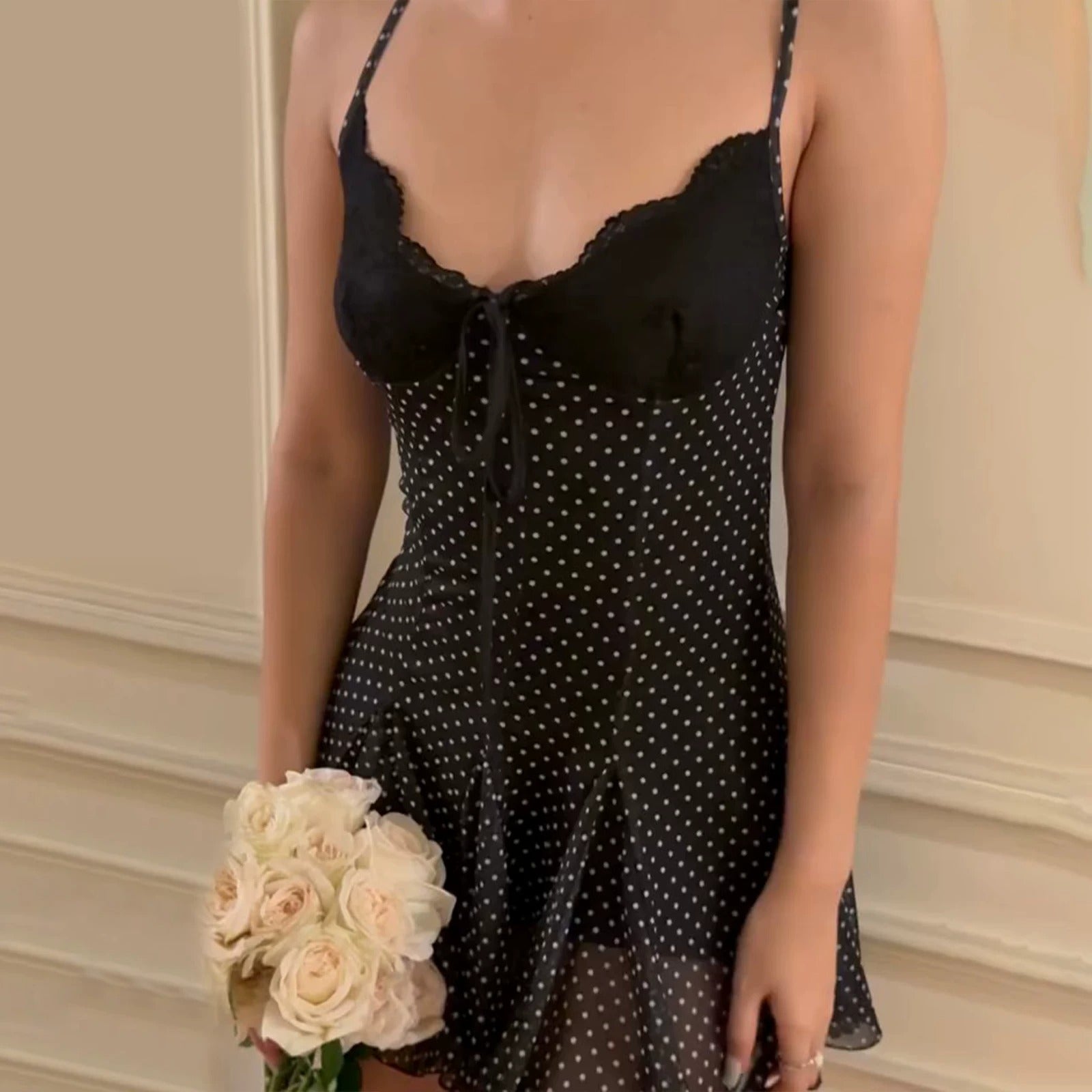 Freya Midnight Polka Dot Lace Mini Dress