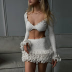 Textured Ruffle Two Piece Skirt Set