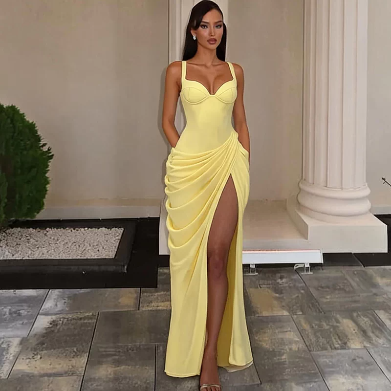 Soleil Ruched Bustier Maxi Dress