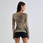 Rivka Zebra Mesh Long Sleeve Top