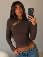 Etta Lace-Trim Cutout Top