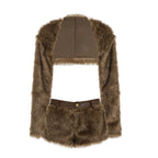 Cassia Faux Fur Cropped Jacket & Shorts