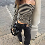 Yara Striped One Shoulder Top
