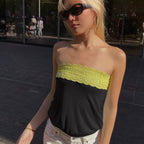 Reese Black Strapless Lace Trim Top