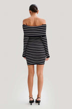 Tiziri Off-Shoulder Striped Knit Mini Dress