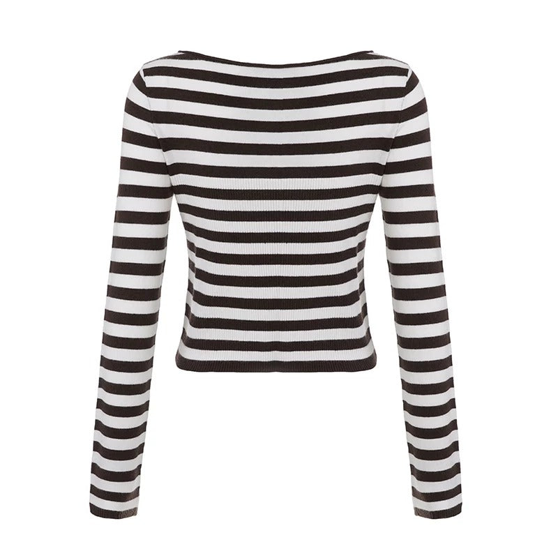 Ione Striped Knit Long Sleeve Top