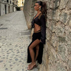 Jesra Tie-Front Long Sleeve Crop Top