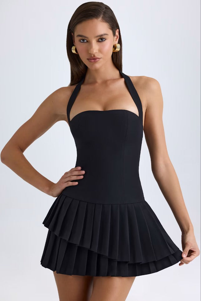 Mirana Halter Pleated Mini Dress