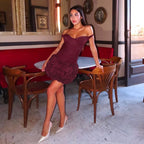 Milva Off-Shoulder Rosette Mini Dress