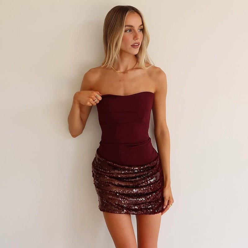 Nerin Strapless Sequin Mini Dress