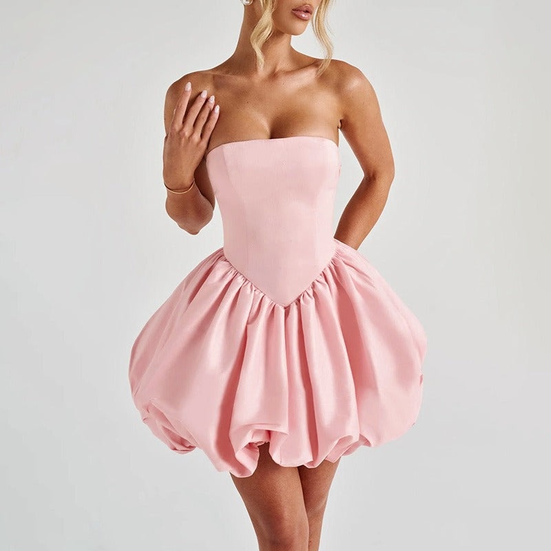 Rilena Bow Back Strapless Mini Dress