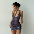Rilna Abstract Halter Mini Dress