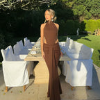 Orya High Neck Draped Maxi Dress