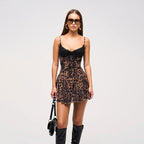 Velin Leopard Lace Mini Dress
