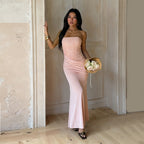 Elvan Strapless Ruched Maxi Dress