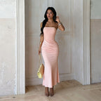 Elvan Strapless Ruched Maxi Dress